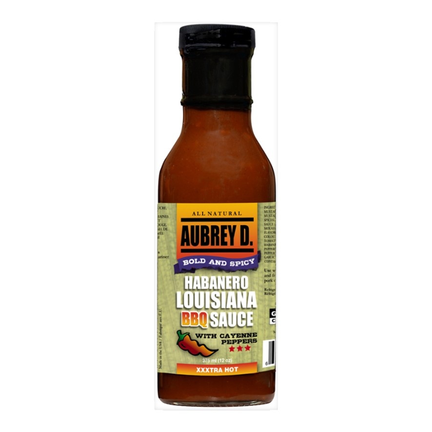 Aubrey D. Hot BBQ Sauces - 375ml | Habanero Louisiana Sauce with Cayenne Peppers