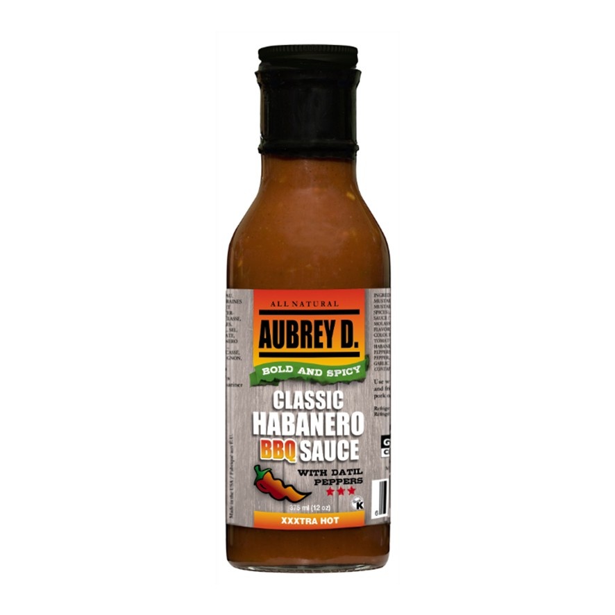 Aubrey D. Hot BBQ Sauces - 375ml | Classic Habanero With Datil Peppers