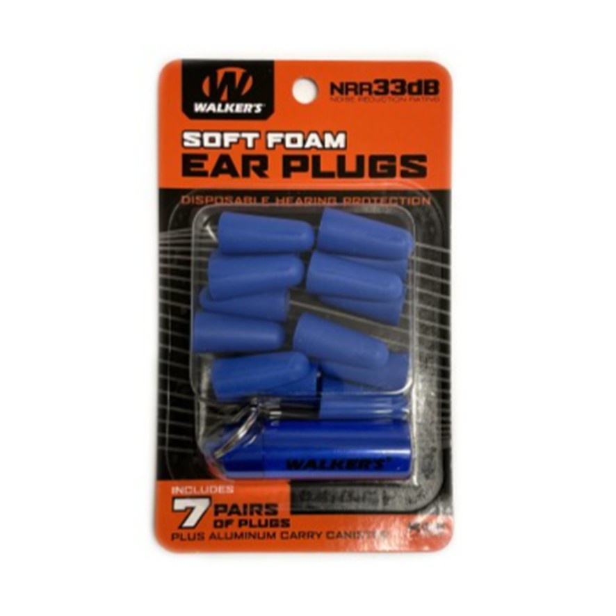 Walker's Soft Foam Ear Plugs w/ Aluminum Carry Canister - 7pack