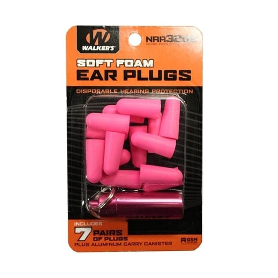 Walker's Soft Foam Ear Plugs w/ Aluminum Carry Canister - 7pack