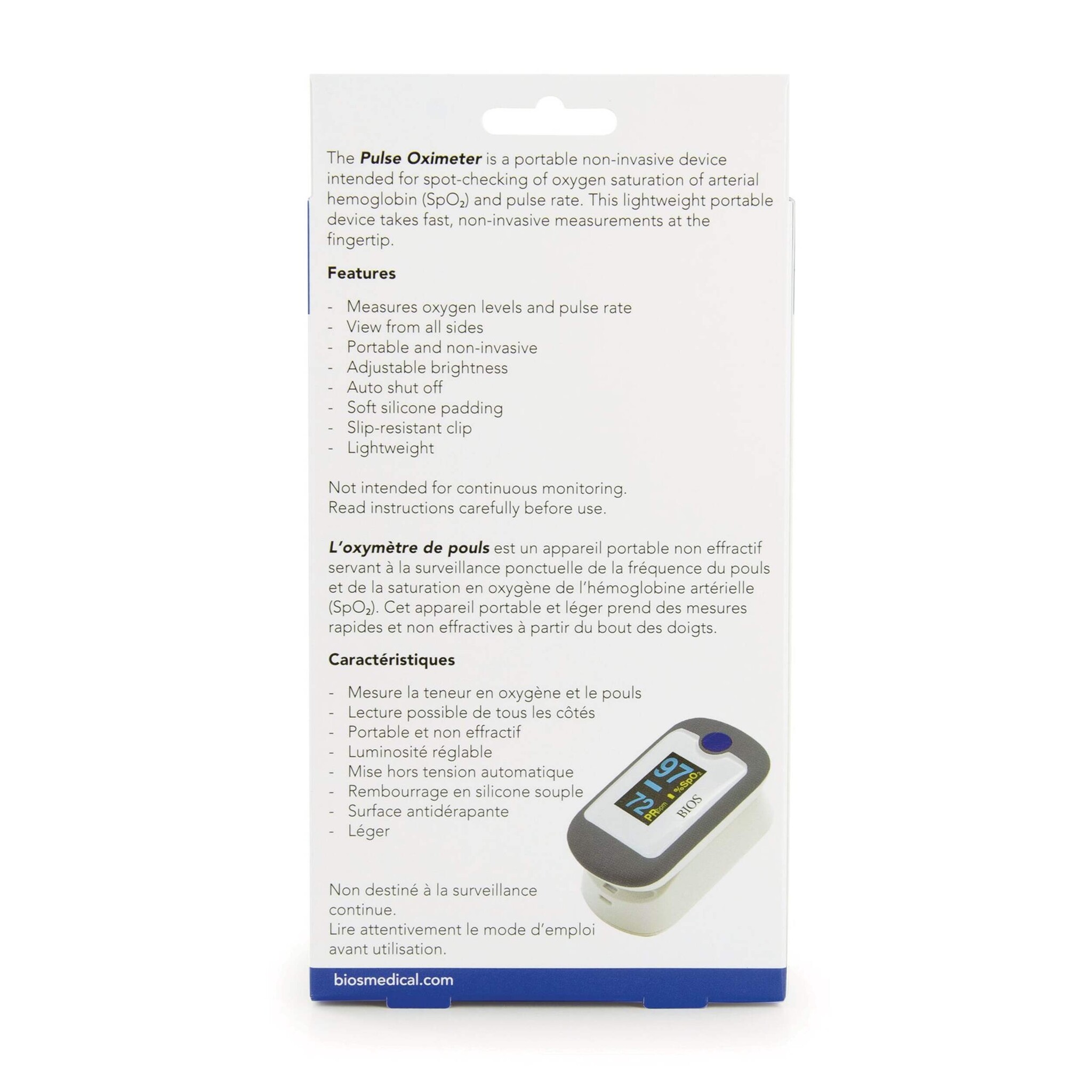 BIOS Diagnostics Fingertip Pulse Oximeter