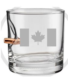 "Bulletproof" .308 Rocks Glass- Canada Flag Etched - 11oz