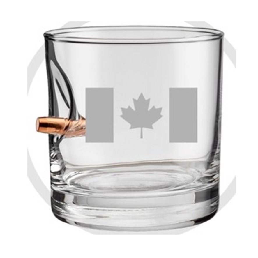 BenShot "Bulletproof" Shot Glass .308 Canada Flag Etched - 2 oz