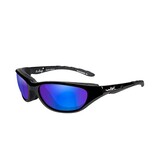 Wiley X AirRage Shooting Glasses with Polarized Blue Mirror Lens and Gloss Black Frame
