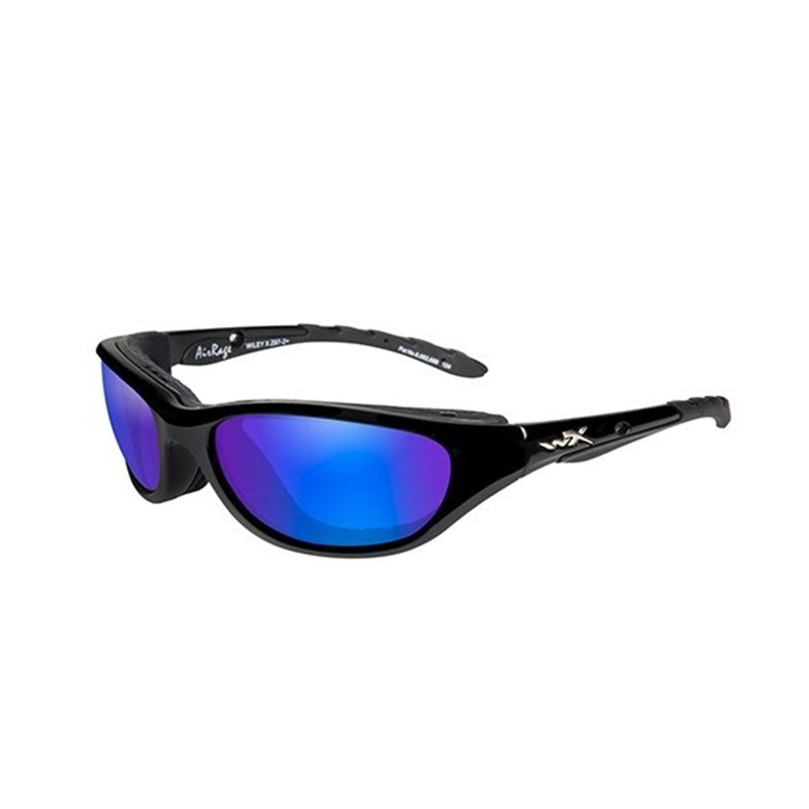 Wiley X AirRage Shooting Glasses with Polarized Blue Mirror Lens and Gloss Black Frame
