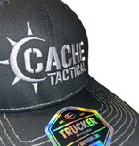 Outdoor Cap Cache Tactical Trucker Hat - Black/Charcoal w/ Silver Thread