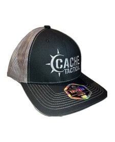 Cache Tactical Trucker Hat - Black/Charcoal with Silver Thread