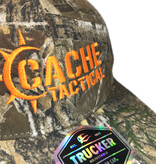 Outdoor Cap Cache Tactical Trucker Hat - Camo Meshback with Orange Thread