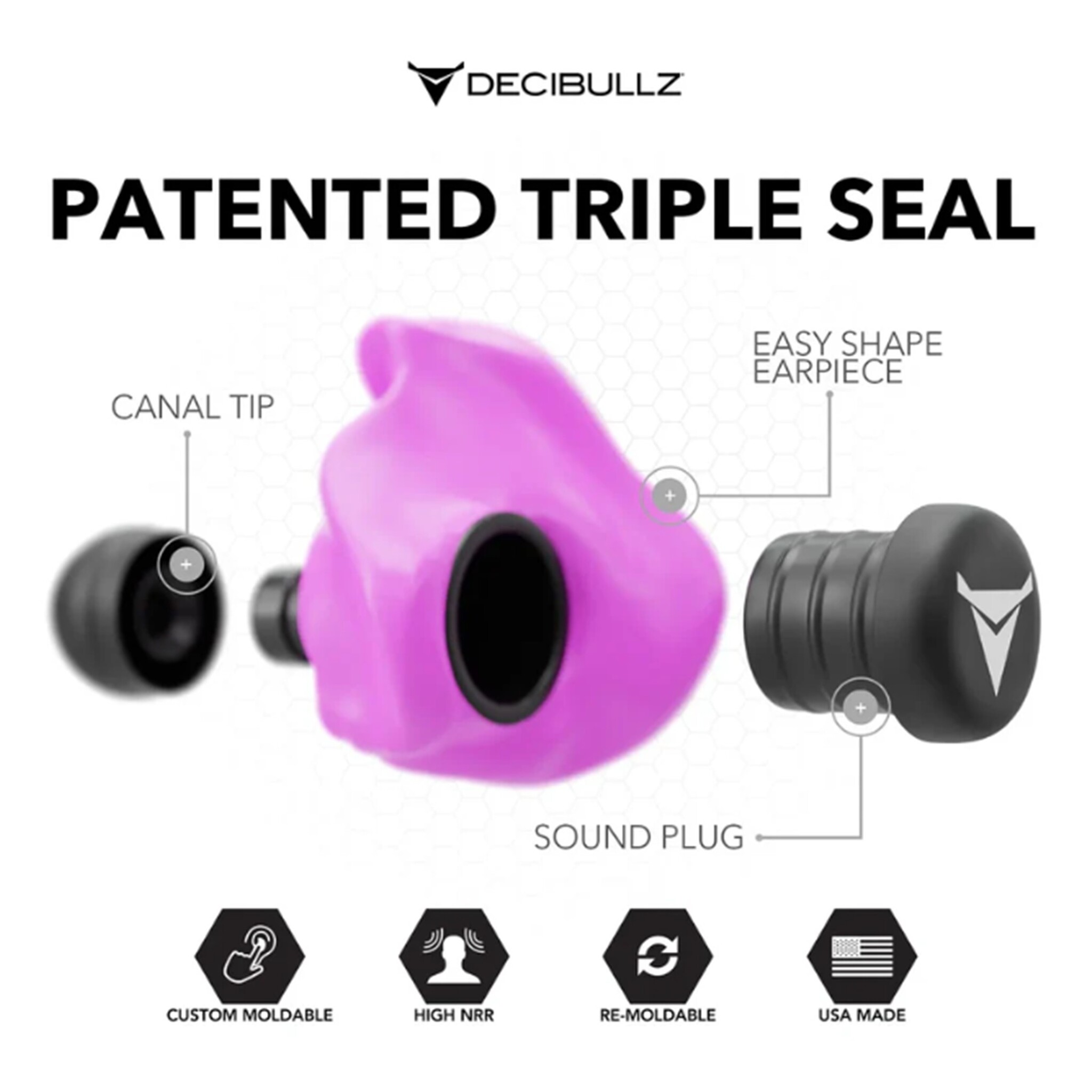 Decibullz Custom Molded Earplugs, 31dB, Remoldable