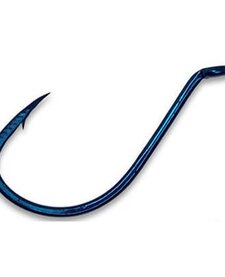 Octopus Hook, Size 6, Barbed, Needle Ringed Eye, Blue, 10pk