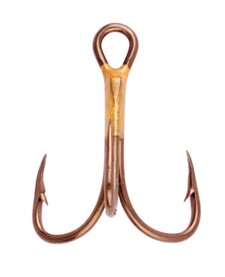 2x Strong Treble Hook, Regular S Point, Bronze, Size 10, 5pk