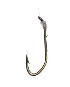 Pro-V Bend Baitholder Snelled Hook, Size 1/0 2 Sliced Shank, Bronze, 6pk