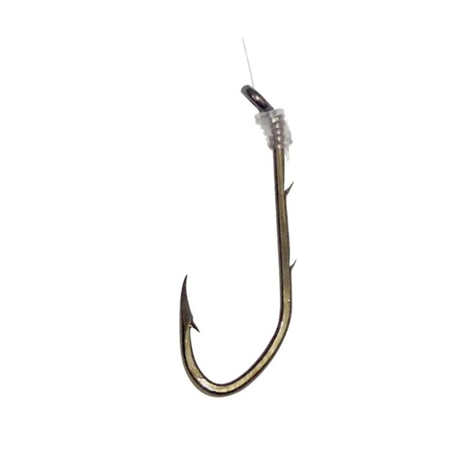 Eagle Claw Pro-V Bend Baitholder Snelled Hook, Size 1/0 2 Sliced Shank, Bronze, 6pk
