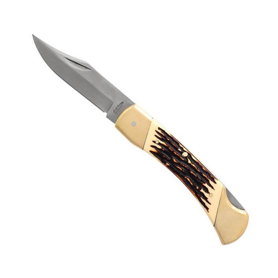 Uncle Henry Papa Bear Staglon 5" Lockback w/ Leather Sheath