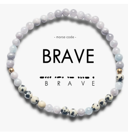 Ethic Goods Morse Code Bracelet Brave: Dalmatian Jasper & Sunset Blue