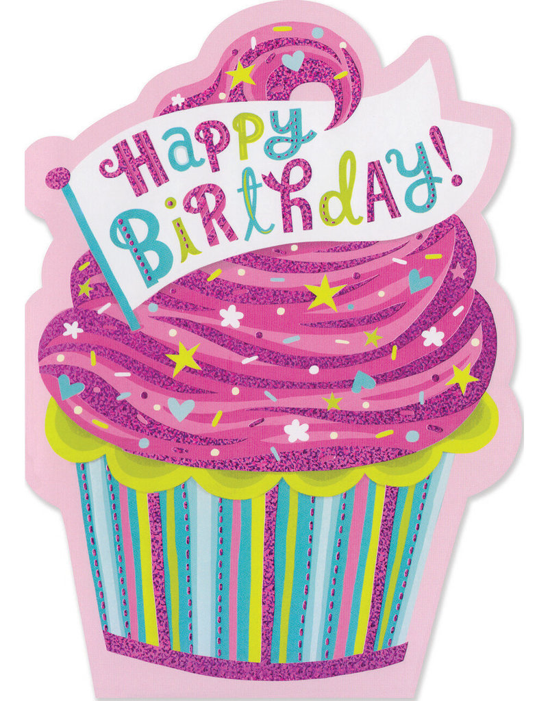 Peaceable Kingdom Foil Cupcake Birthday Card
