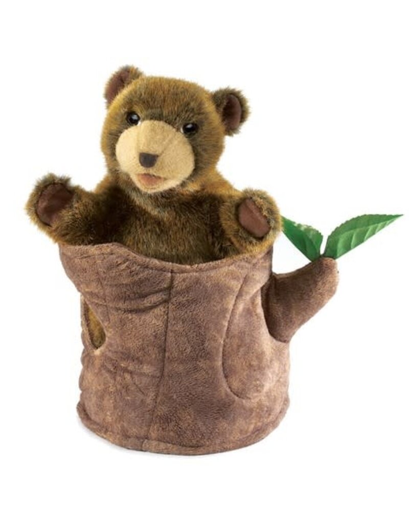 Folkmanis Bear in Tree Stump Puppet