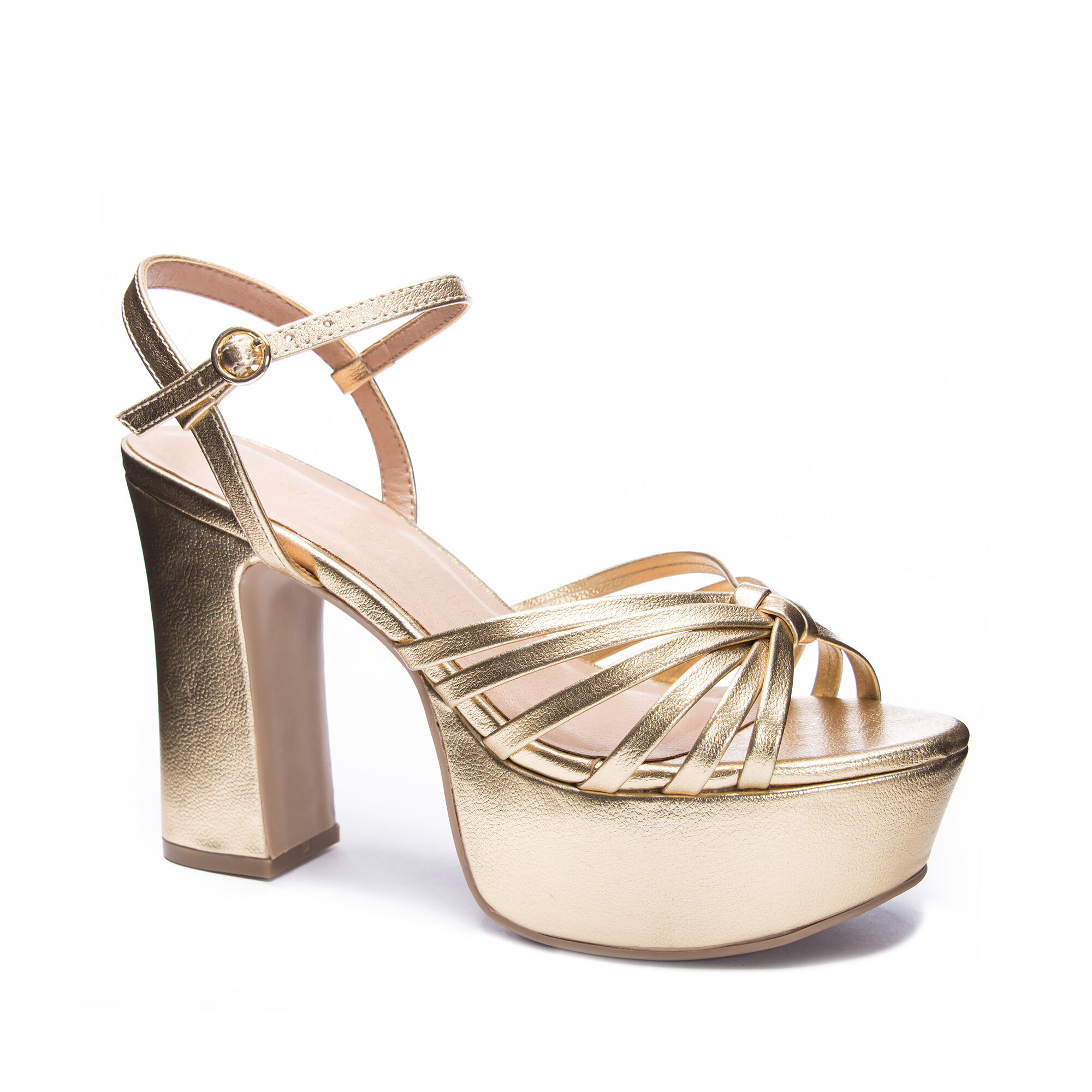 gold metallic platform heels