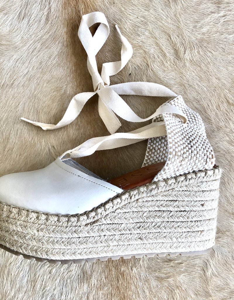 white platform wedge