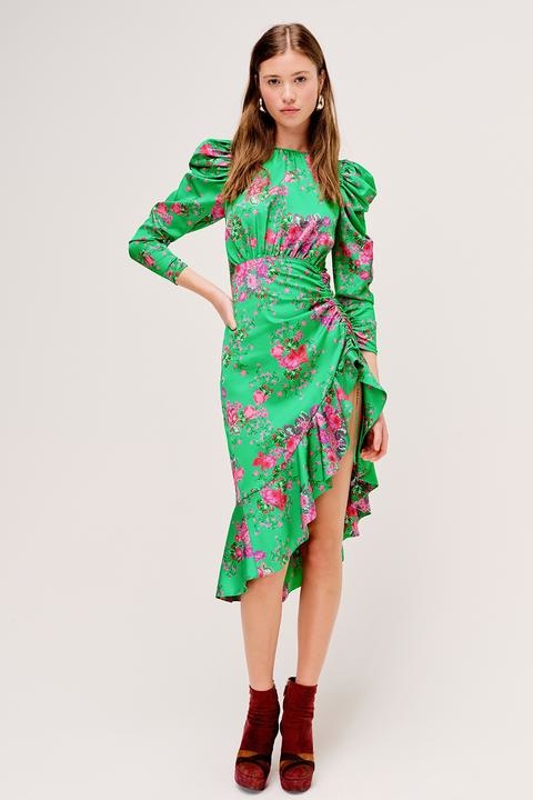 kelly green midi dress