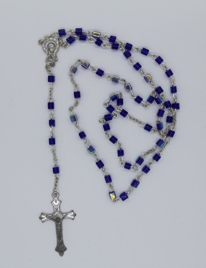 Rosary Blue Square Bead 6mm