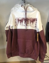 Women's High Neck Hoodie Burgandy/Cream XXL