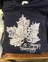 French Terry Hoodie Maple Leaf Print Blackberry Medium