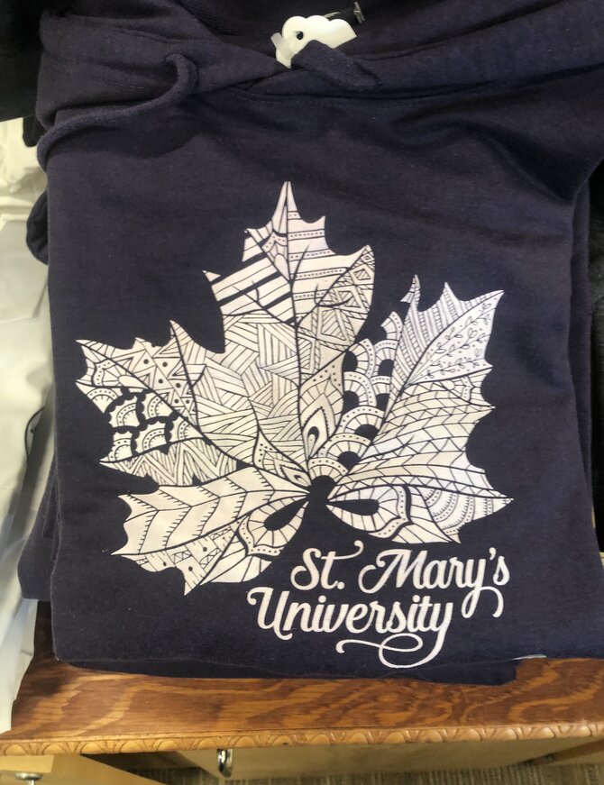 French Terry Hoodie Maple Leaf Print Blackberry Medium