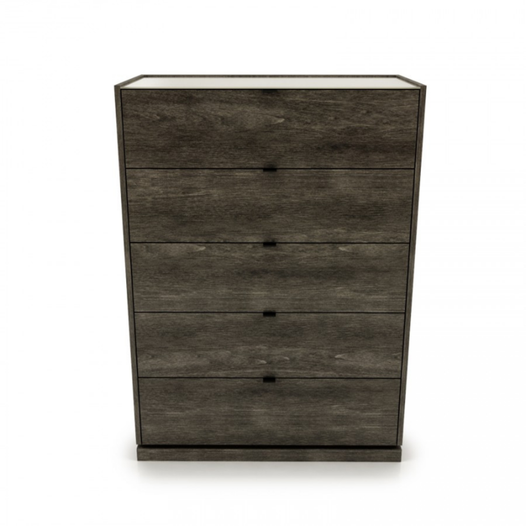 Cloe 5 Drawer Dresser Anthracite W Cream Lacquered Top The