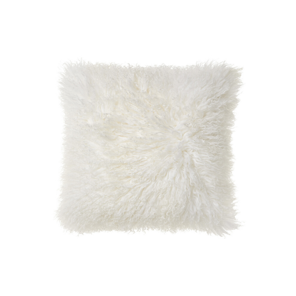 Mongolian Sheepskin Pillow Natural White 18 X 18 The Room
