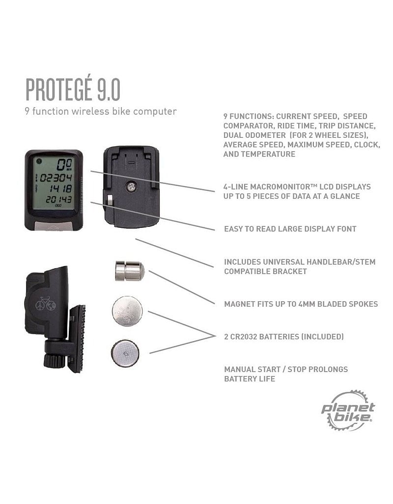 Planet Bike Protege 9.0 9-Function Wireless Computer