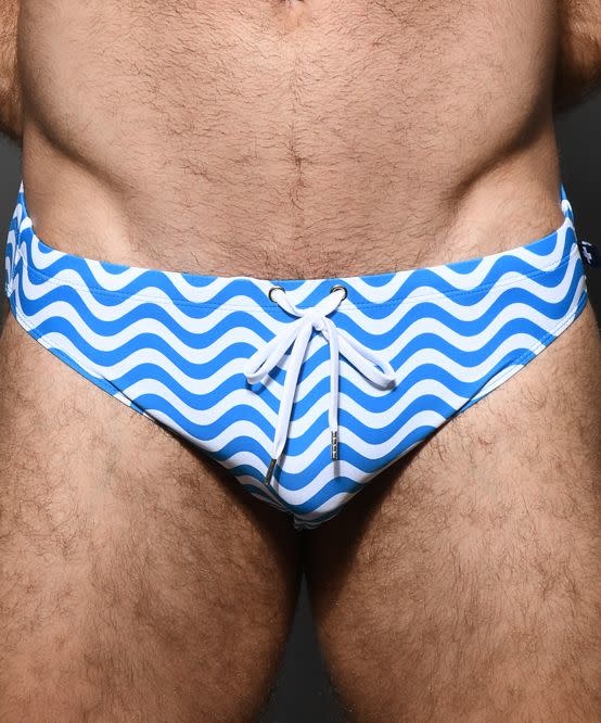 strips pattern half body men swimsuit (blue,white) in Ranchi at