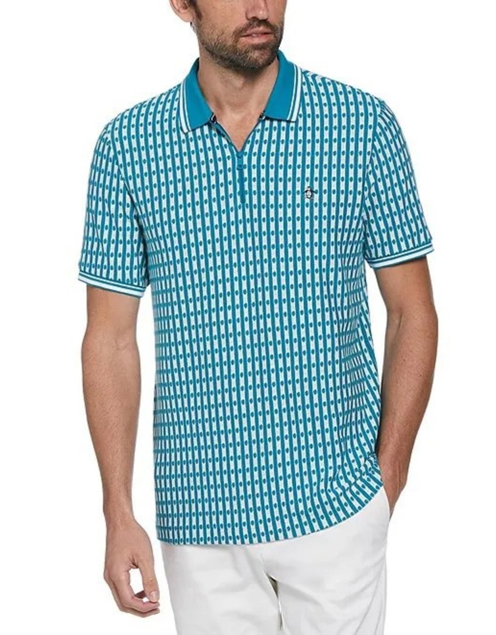 Penguin 1/4 Zip Jacquard Polo - Outlines Menswear LLC