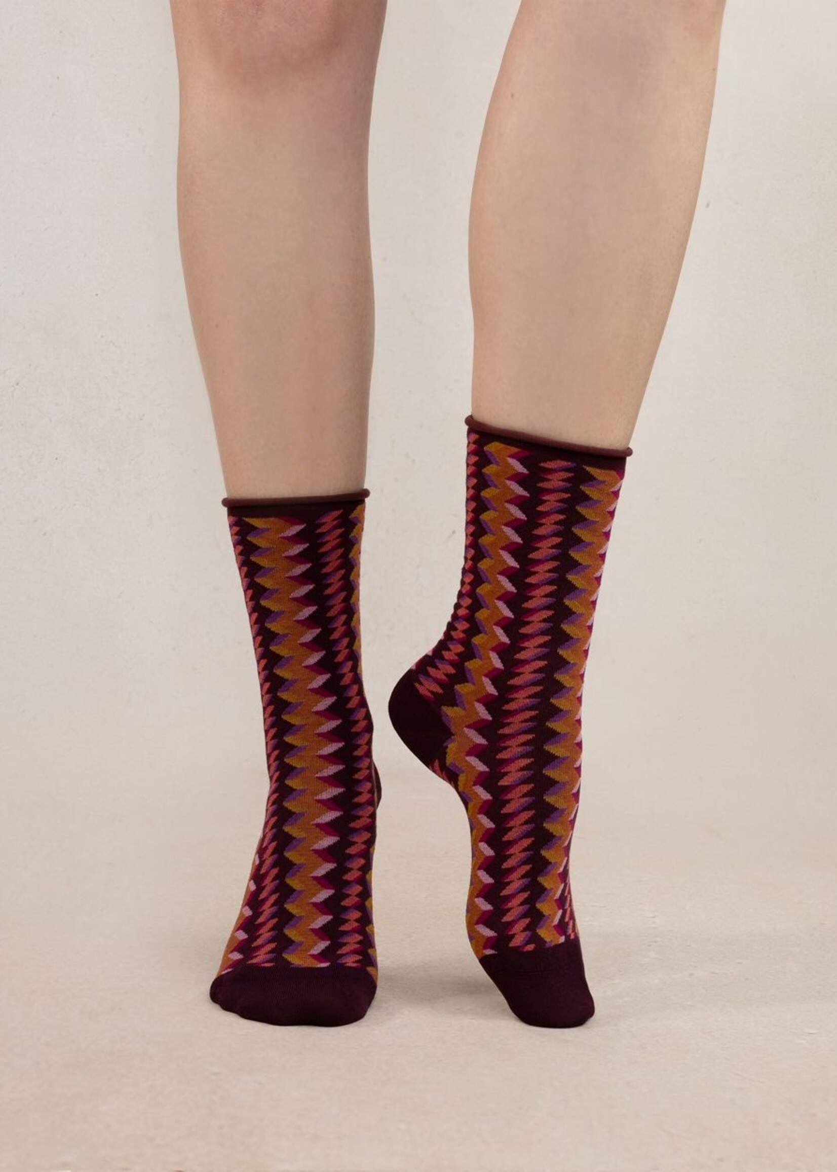 Bleu Forêt Chaussettes BF veloutées Zigzag 6495