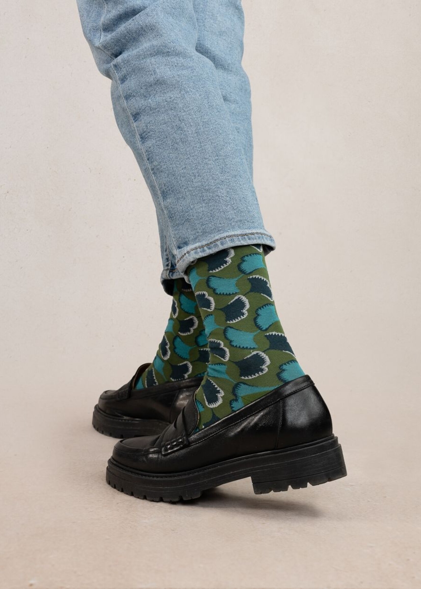Bleu Forêt Chaussettes BF veloutées Ginkgo 6497