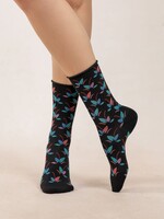 Bleu Forêt Chaussettes BF veloutées Feuillage 6496