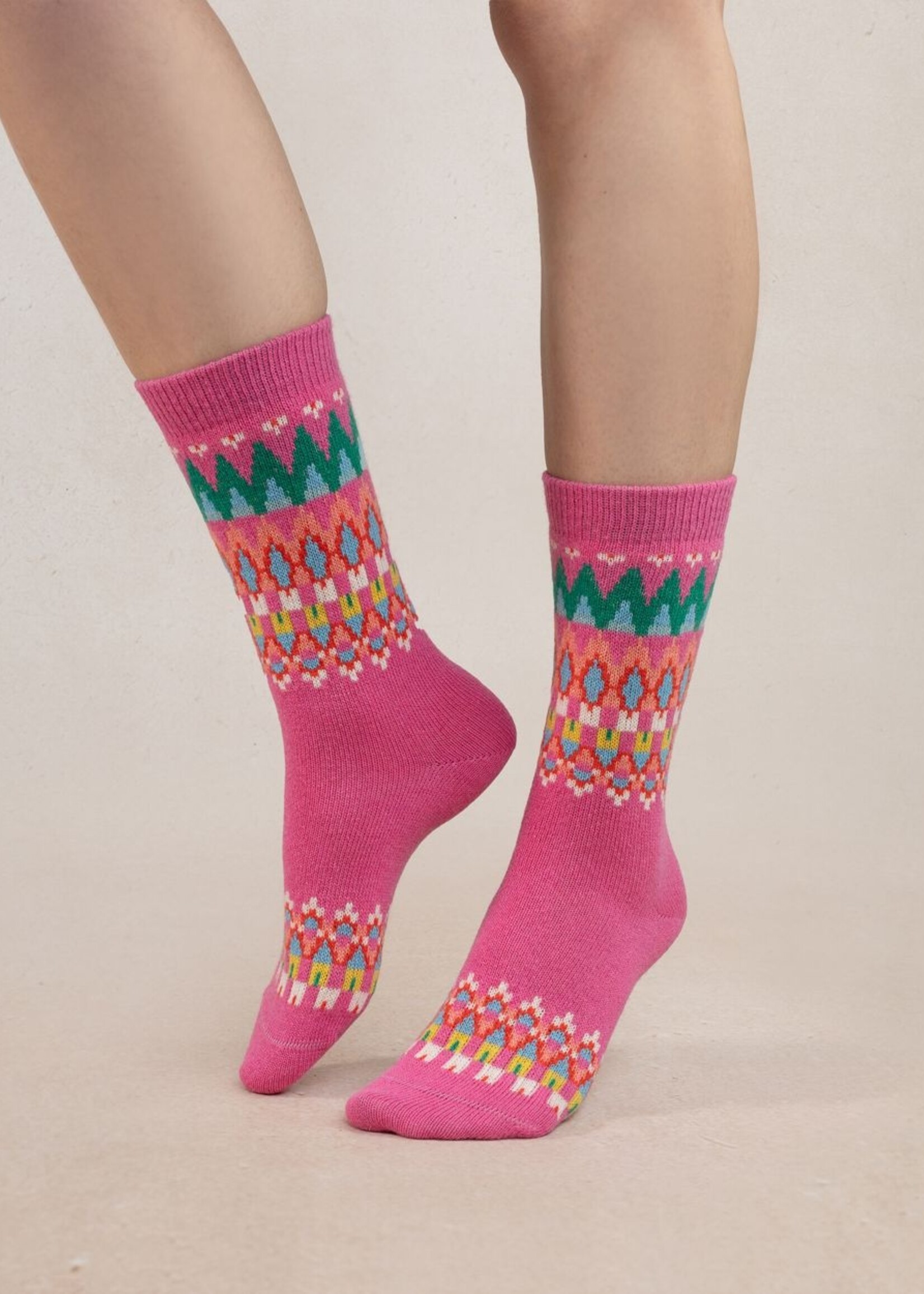 Bleu Forêt Chaussette BF cachemire Jacquard 6489