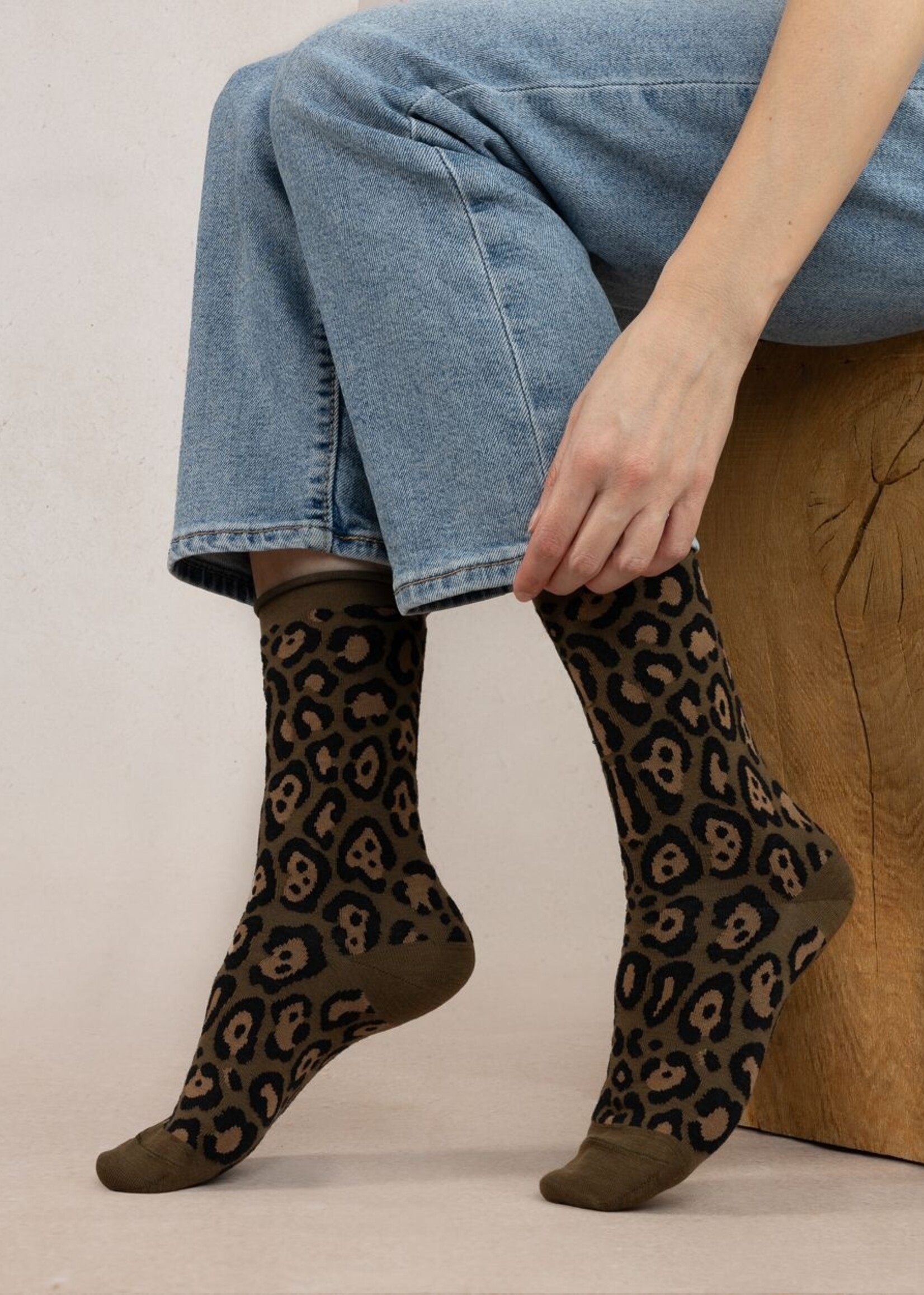 Bleu Forêt Chaussettes BF laine Léopard 6448