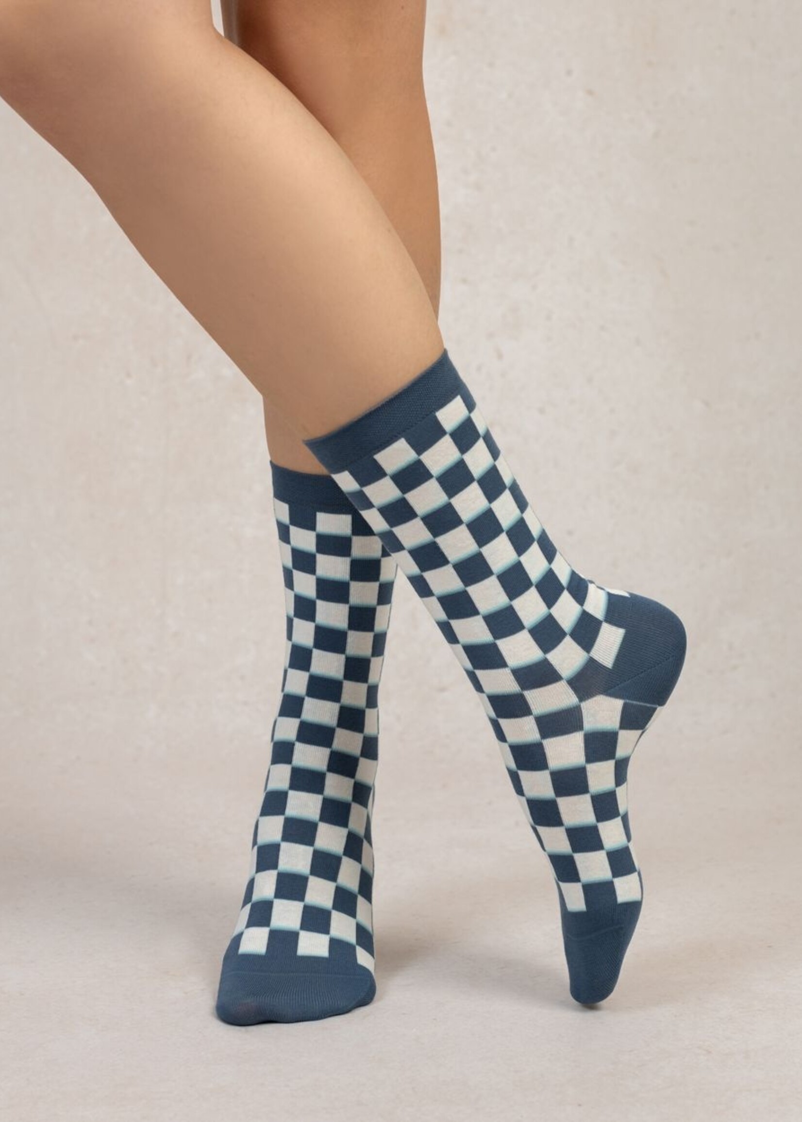 Bleu Forêt Chaussettes BF damier 6538