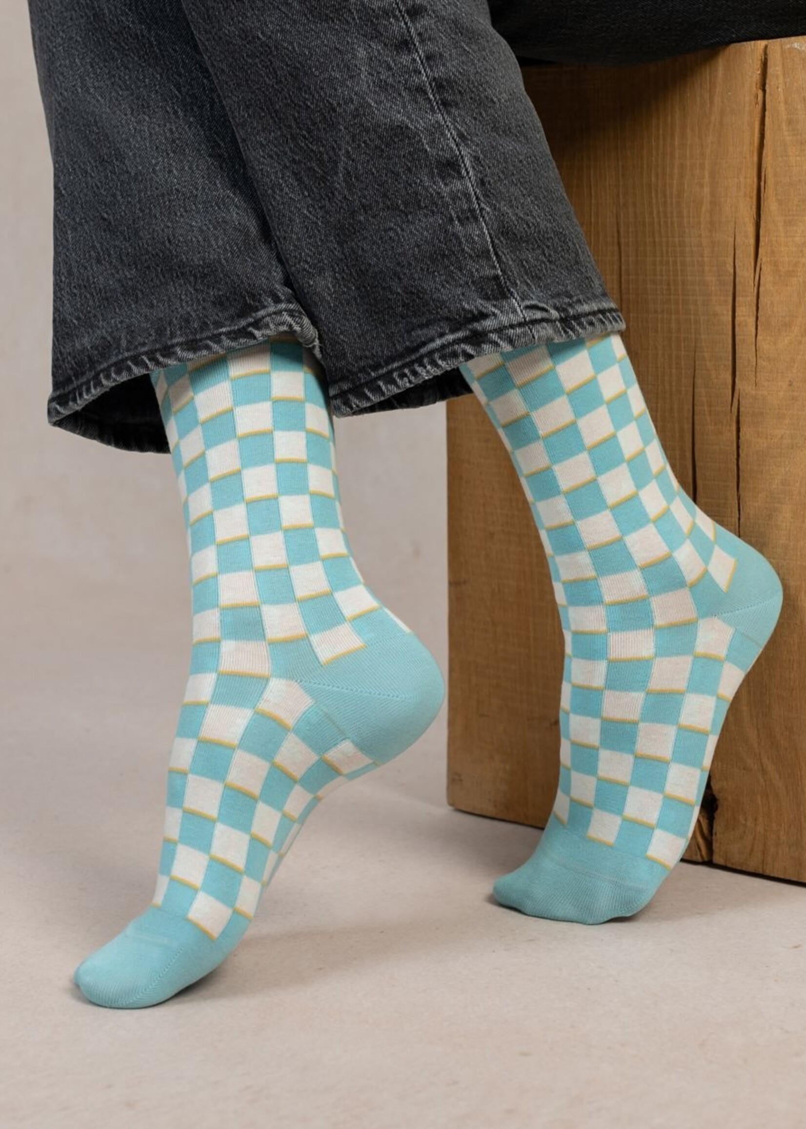 Bleu Forêt Chaussettes BF damier 6538