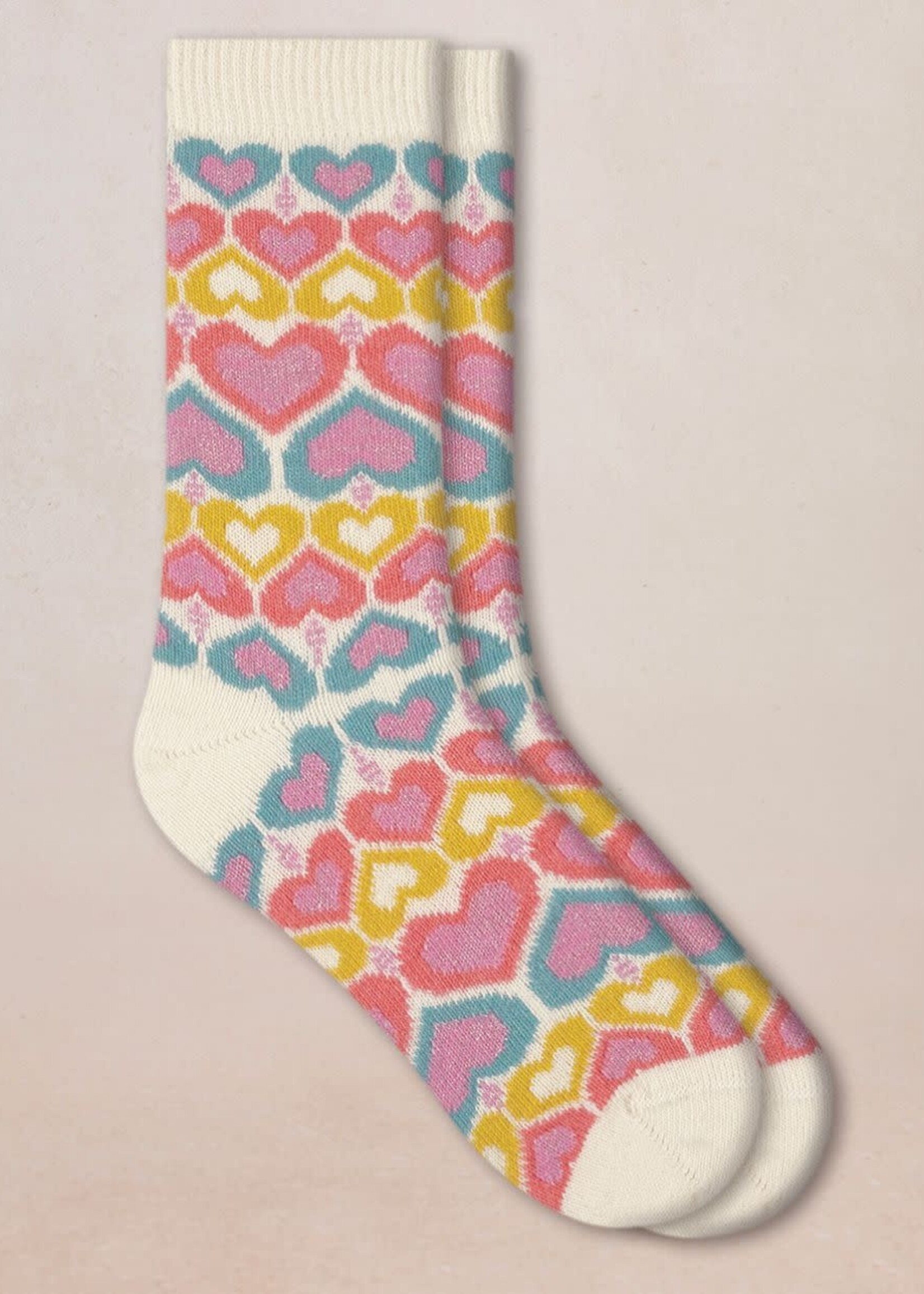 Bleu Forêt Chaussette BF cachemire Coeurs 6566