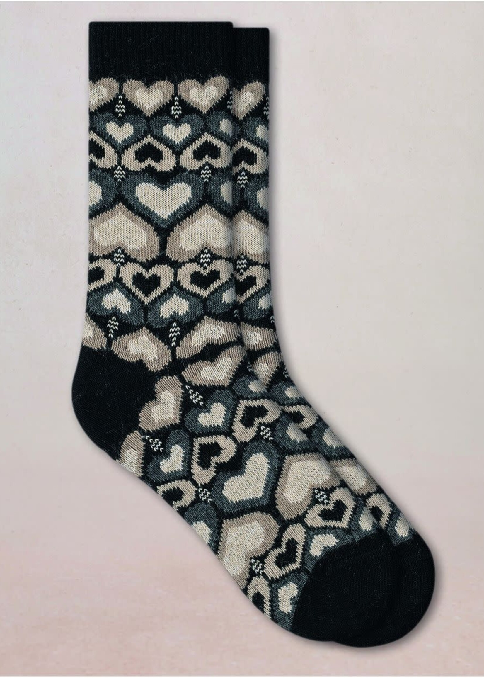 Bleu Forêt Chaussette BF cachemire Coeurs 6566