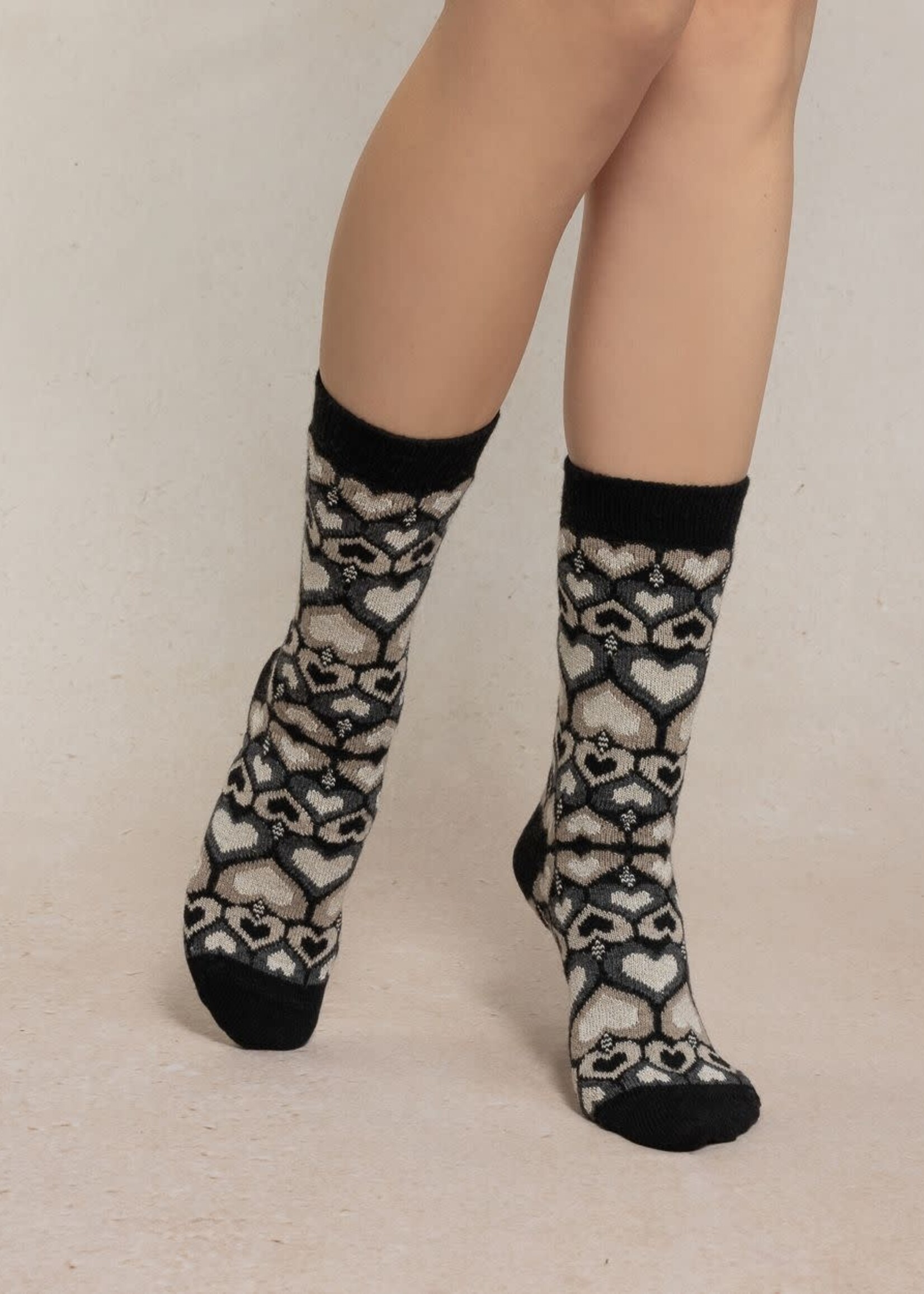 Bleu Forêt Chaussette BF cachemire Coeurs 6566