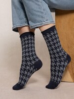 Bleu Forêt Chaussettes BF laine fine pieds de poule 6563