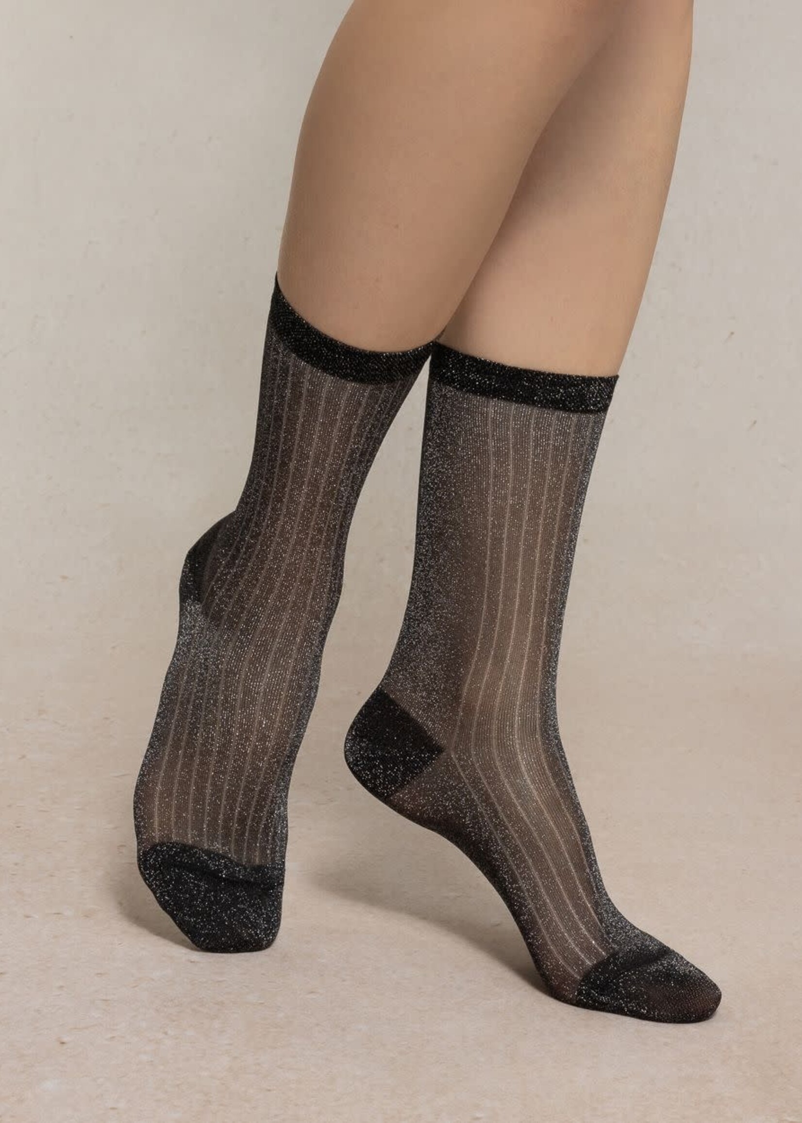 Bleu Forêt Chaussettes BF transparentes à côtes 6587