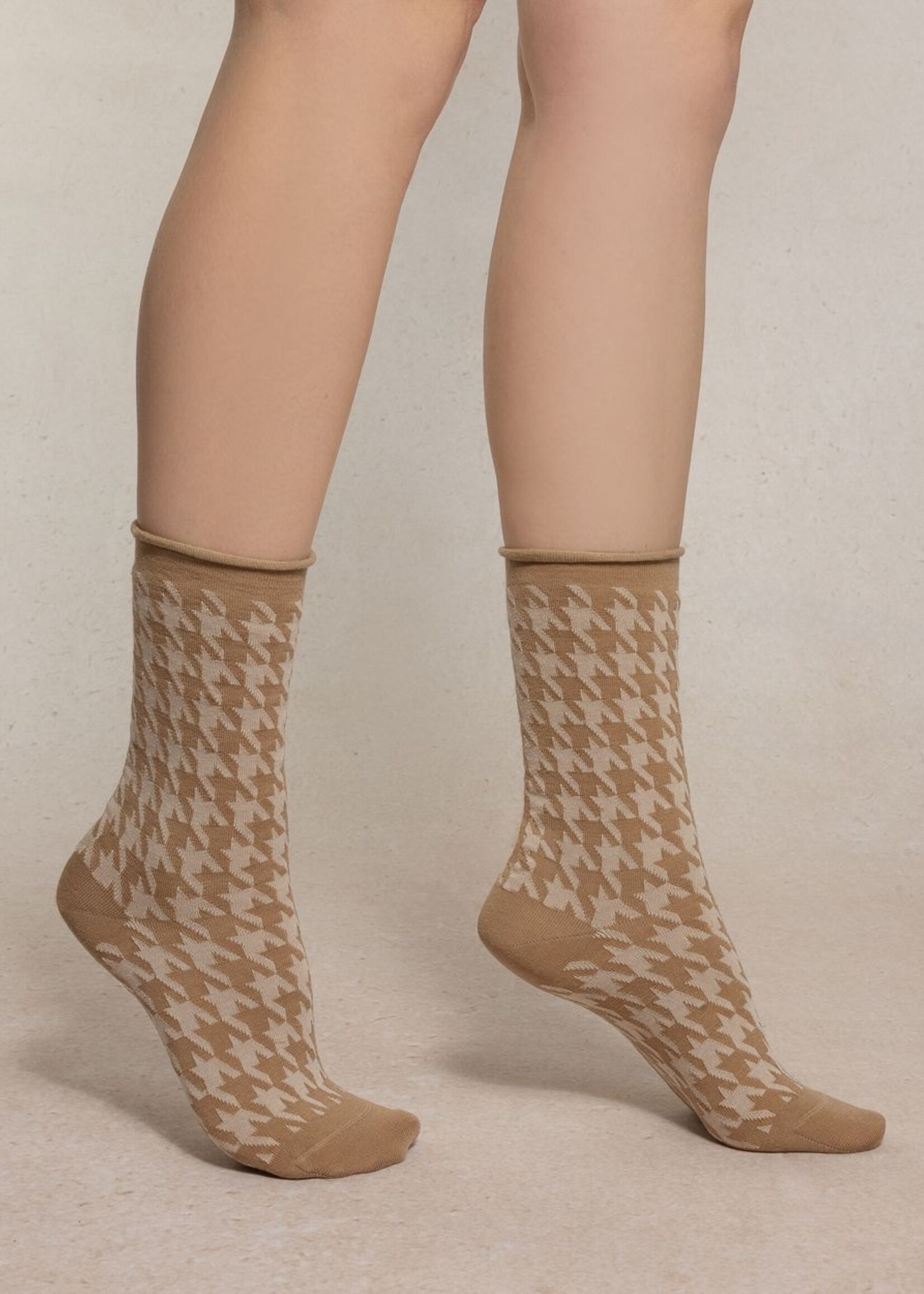 Bleu Forêt Chaussettes BF laine fine pieds de poule 6563