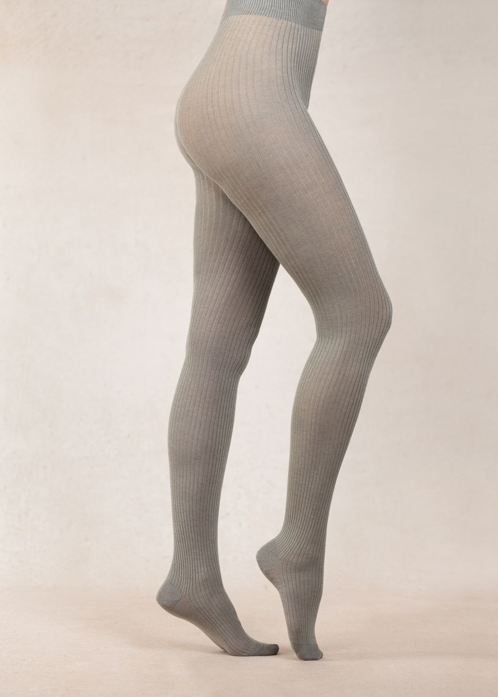 Bleu Forêt Collant BF modal cachemire à côtes 3215