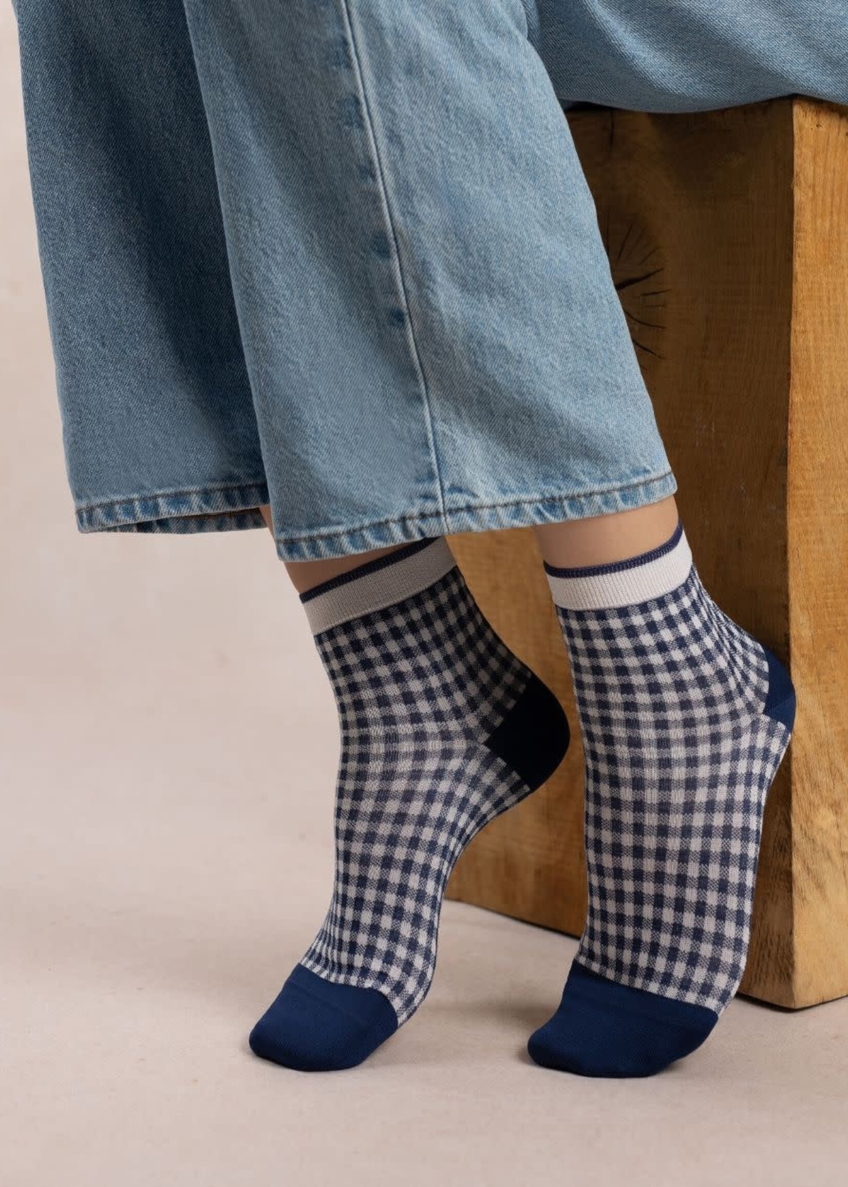 Bleu Forêt Socquettes BF fil d'écosse Vichy 6601