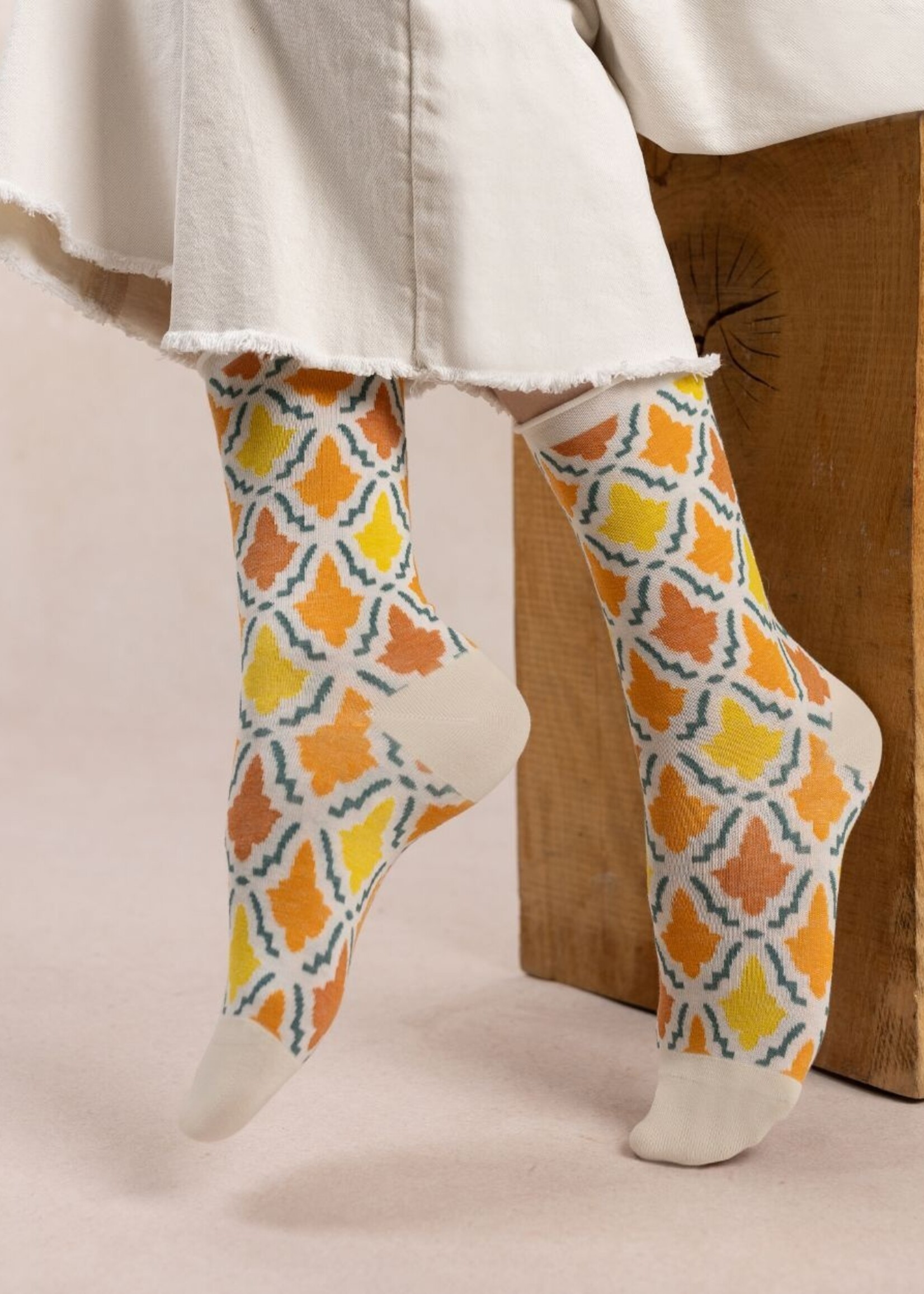 Bleu Forêt Chaussettes BF veloutées Mosaïque 6606