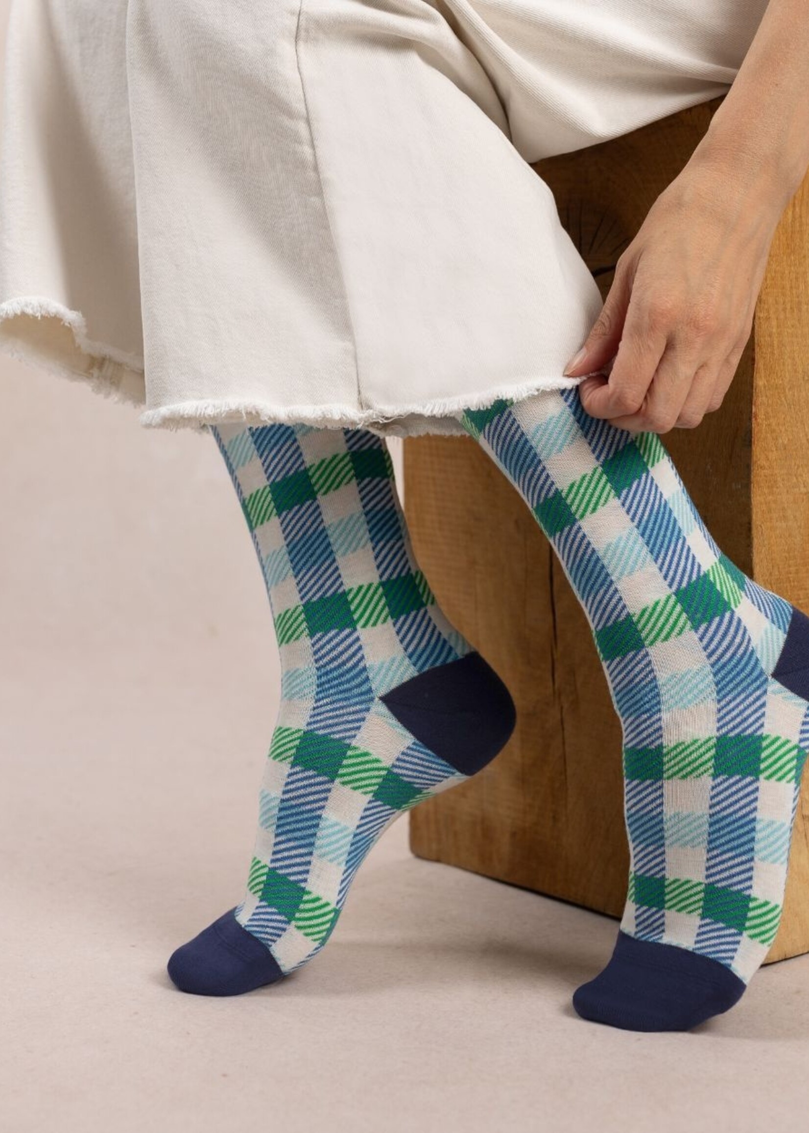 Bleu Forêt Chaussettes BF damier 6610